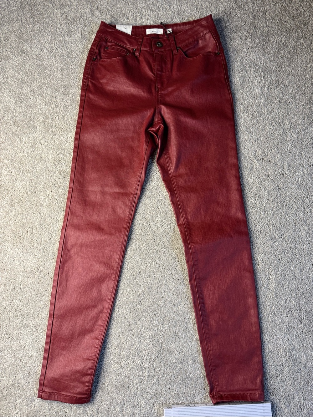 Merlot Red Faux Leather Skinny Pants